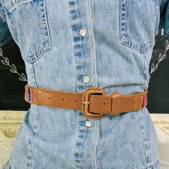 Leather Trimmed Wide Belt Weaved in Guatemala main image 9